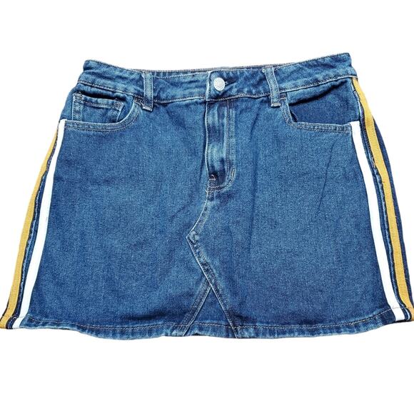 Pacsun Denim Micro Mini Skirt Side Stripe Varsity 100% Cotton Women's Size 28 - Picture 9 of 13
